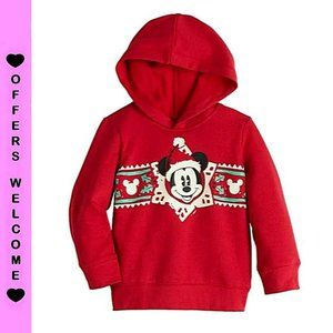 Toddler Disney Mickey Mouse Red Christmas Theme Hoodie Pullover Boys Size 3T
